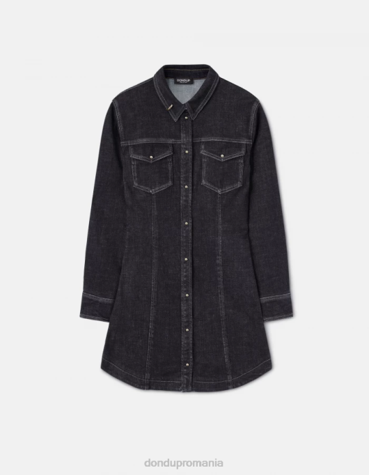 femei rochie scurtă din denim V84D270 îmbrăcăminte albastru DONDUP