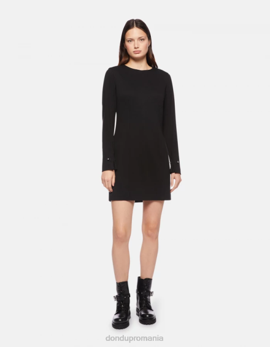 femei rochie scurtă din jerseu V84D275 îmbrăcăminte negru DONDUP
