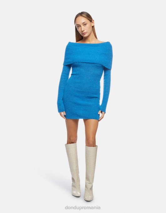 femei rochie scurtă din mohair V84D294 îmbrăcăminte turcoaz DONDUP