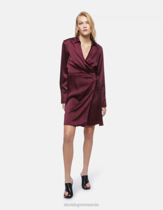 femei rochie scurtă din satin V84D280 îmbrăcăminte prugna DONDUP