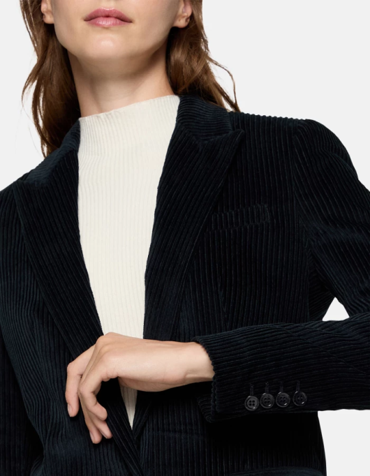 femei blazer de catifea la un singur piept V84D378 îmbrăcăminte albastru marin DONDUP