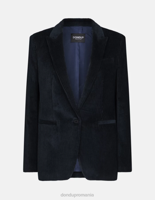 femei blazer de catifea la un singur piept V84D378 îmbrăcăminte albastru marin DONDUP