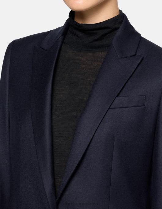 femei blazer de flanel la un singur piept V84D374 îmbrăcăminte albastru marin DONDUP