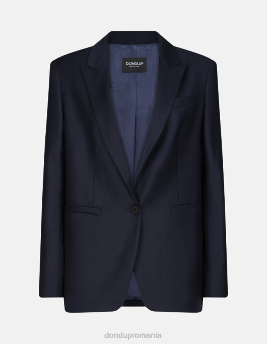 femei blazer de flanel la un singur piept V84D374 îmbrăcăminte albastru marin DONDUP