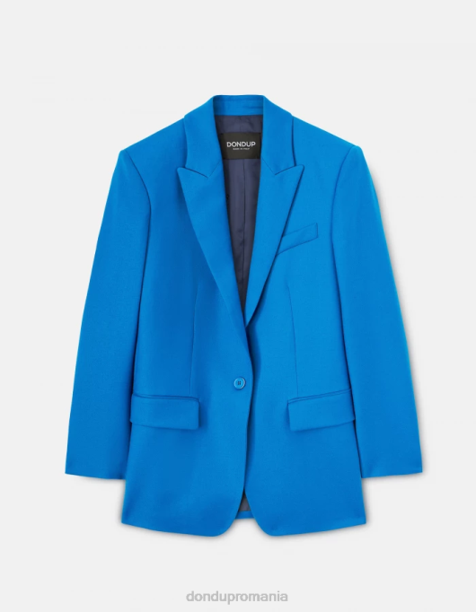 femei blazer de flanel la un singur piept V84D386 îmbrăcăminte turcoaz DONDUP
