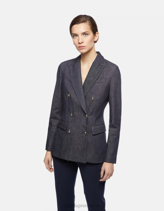 femei blazer din denim dublu V84D379 îmbrăcăminte albastru DONDUP