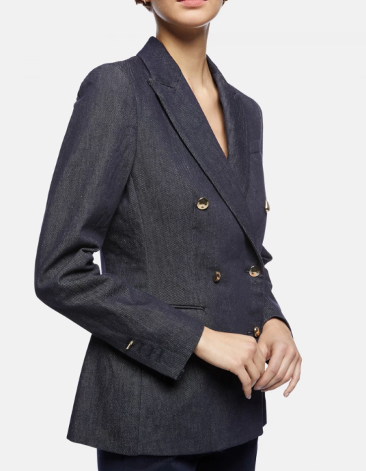 femei blazer din denim dublu V84D379 îmbrăcăminte albastru DONDUP