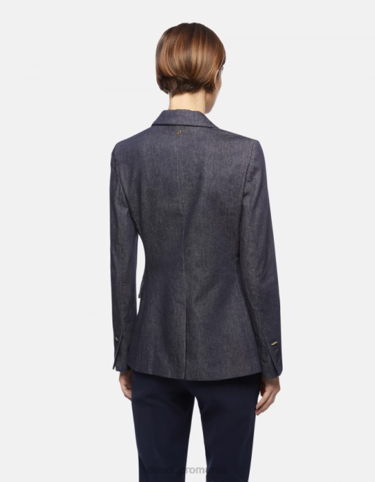 femei blazer din denim dublu V84D379 îmbrăcăminte albastru DONDUP