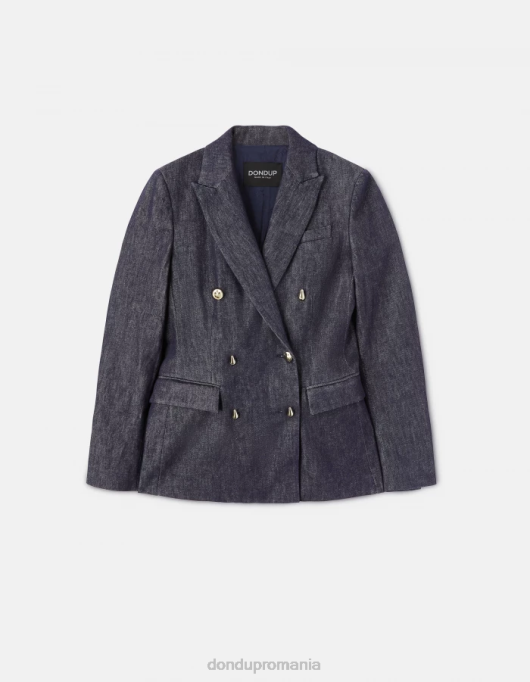femei blazer din denim dublu V84D379 îmbrăcăminte albastru DONDUP