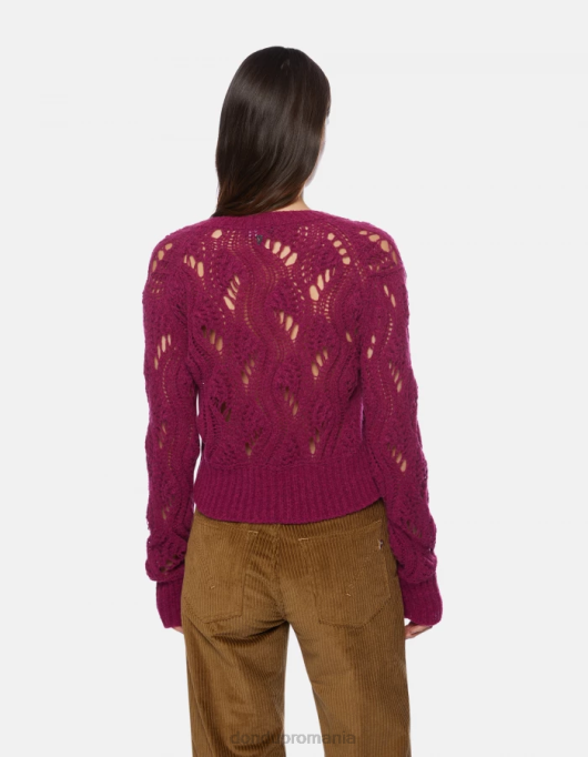 femei cardigan slim-fit din lână V84D314 îmbrăcăminte barbabietola DONDUP