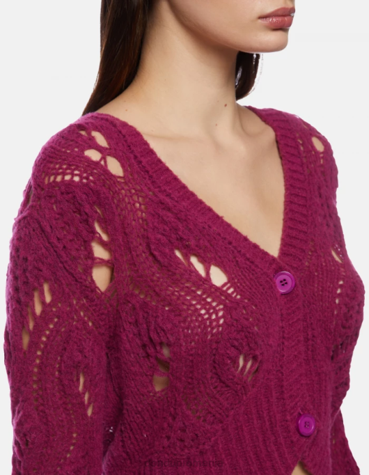 femei cardigan slim-fit din lână V84D314 îmbrăcăminte barbabietola DONDUP