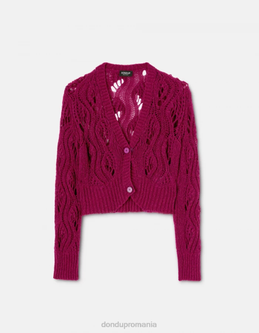 femei cardigan slim-fit din lână V84D314 îmbrăcăminte barbabietola DONDUP