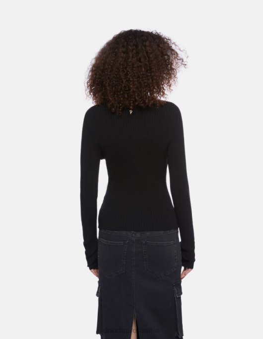 femei cardigan slim-fit din vascoza V84D337 îmbrăcăminte negru DONDUP