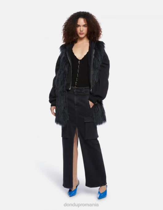 femei cardigan slim-fit din vascoza V84D337 îmbrăcăminte negru DONDUP
