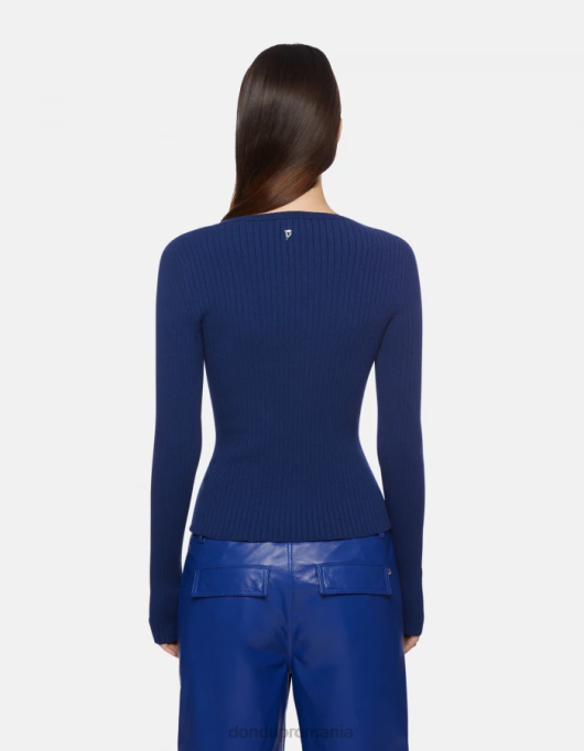 femei cardigan slim-fit din vascoza V84D338 îmbrăcăminte albastru DONDUP