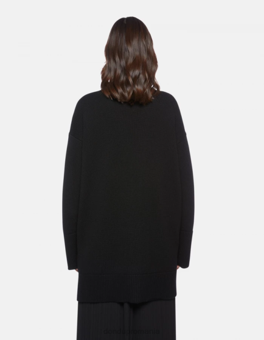 femei cardigan supradimensionat din lână V84D318 îmbrăcăminte negru DONDUP