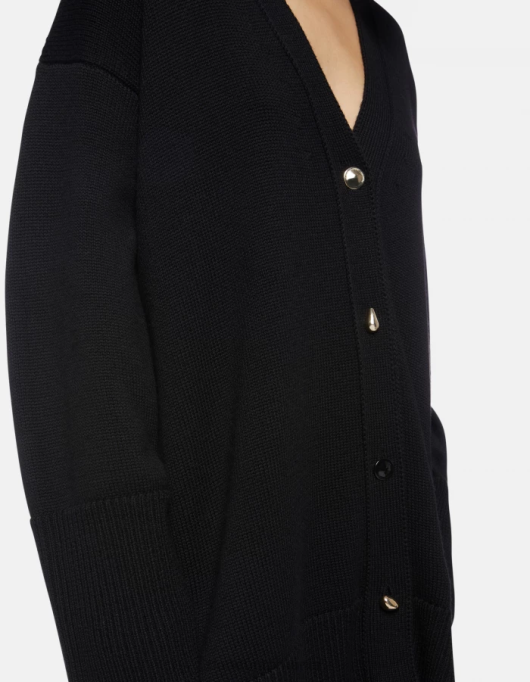 femei cardigan supradimensionat din lână V84D318 îmbrăcăminte negru DONDUP