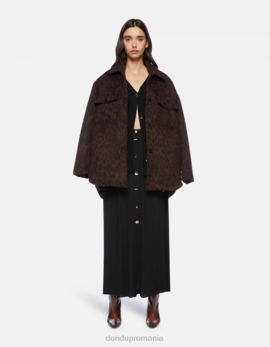 femei cardigan supradimensionat din lână V84D318 îmbrăcăminte negru DONDUP