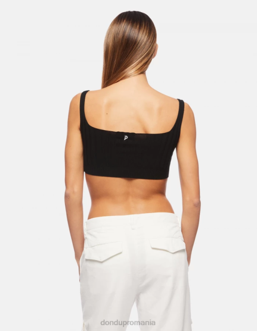 femei crop top din vascoza V84D316 îmbrăcăminte negru DONDUP