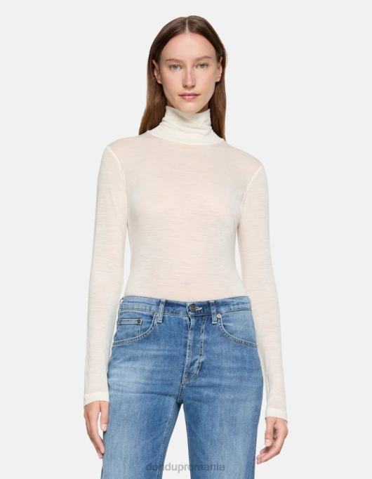 femei pulover din lână slim-fit cu gât polo V84D435 îmbrăcăminte burro DONDUP