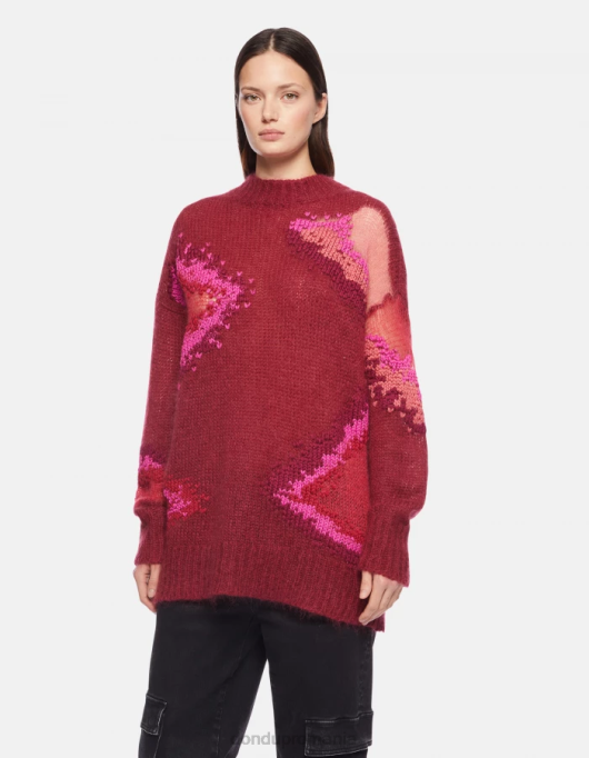 femei pulover din mohair cu decolteu V84D312 îmbrăcăminte barbabietola DONDUP