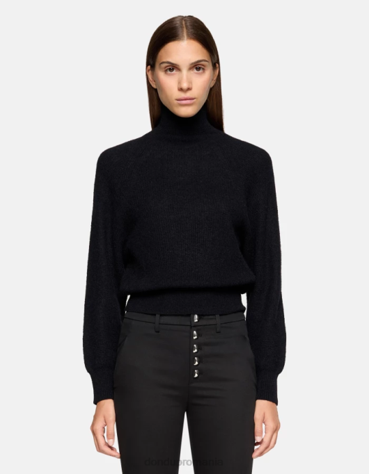 femei pulover din mohair cu decor obișnuit V84D303 îmbrăcăminte negru DONDUP