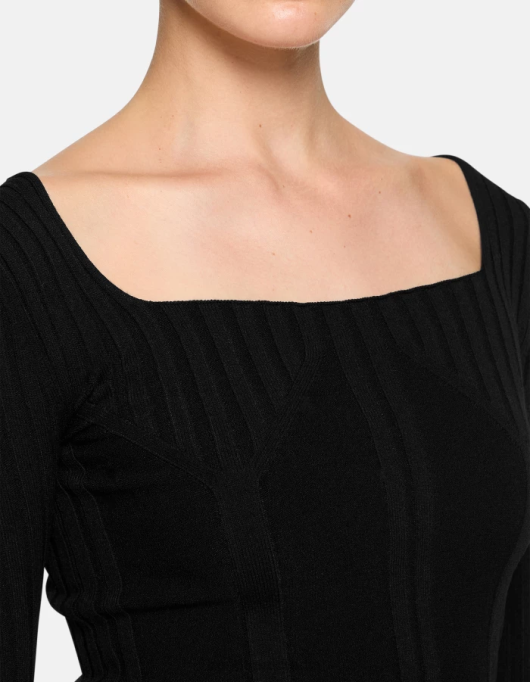 femei pulover din viscoza cu decolteu V84D299 îmbrăcăminte negru DONDUP