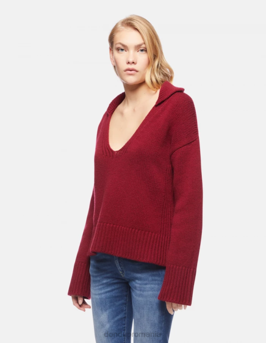 femei tricou polo de tip pescar cu coastă, de culoare normală V84D331 îmbrăcăminte barbabietola DONDUP