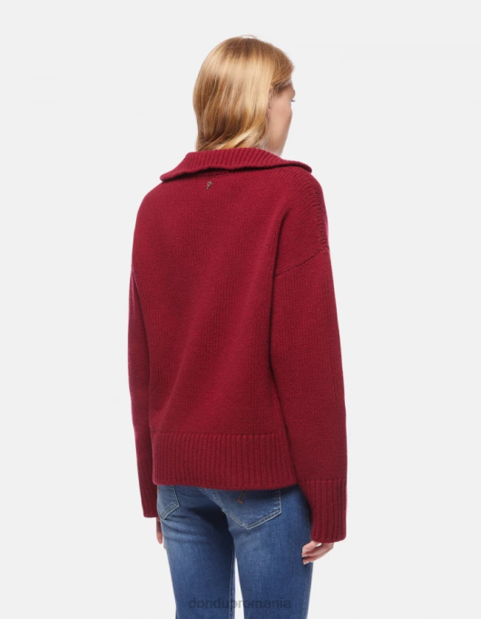 femei tricou polo de tip pescar cu coastă, de culoare normală V84D331 îmbrăcăminte barbabietola DONDUP