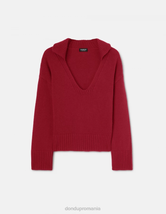 femei tricou polo de tip pescar cu coastă, de culoare normală V84D331 îmbrăcăminte barbabietola DONDUP