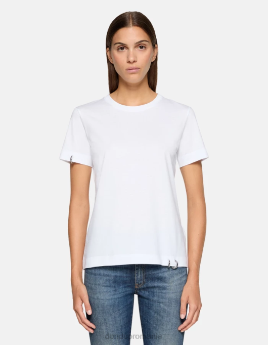 femei tricou din tricou cu fiti regulate V84D410 îmbrăcăminte alb DONDUP