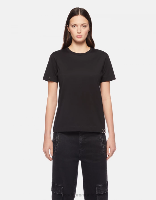 femei tricou din tricou cu fiti regulate V84D411 îmbrăcăminte negru DONDUP