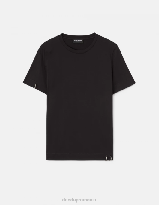 femei tricou din tricou cu fiti regulate V84D411 îmbrăcăminte negru DONDUP