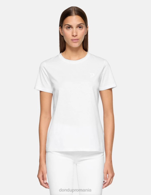 femei tricou din tricou cu fiti regulate V84D412 îmbrăcăminte alb DONDUP