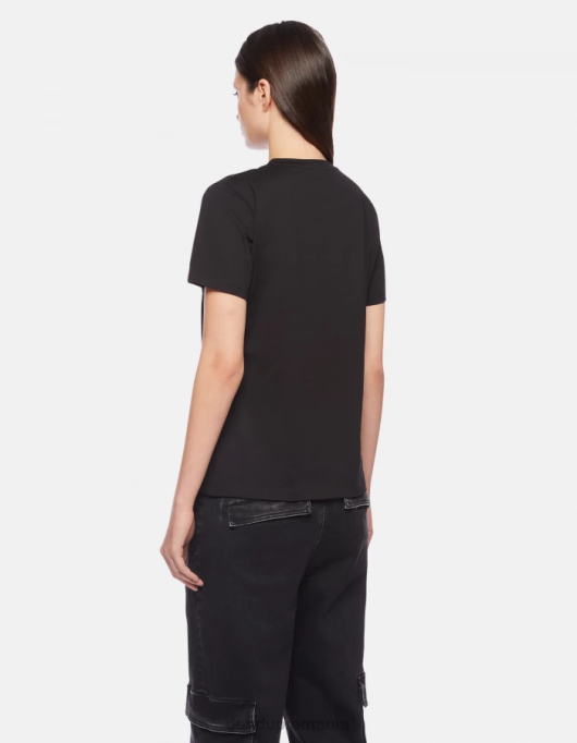 femei tricou din tricou cu fiti regulate V84D413 îmbrăcăminte negru DONDUP