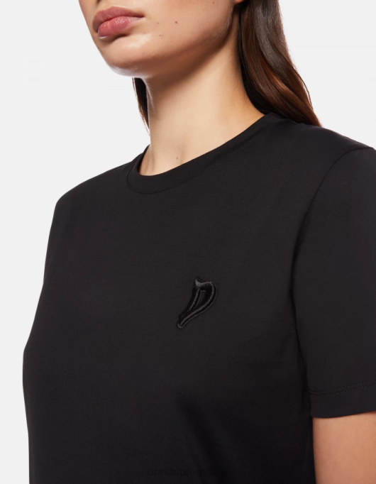femei tricou din tricou cu fiti regulate V84D413 îmbrăcăminte negru DONDUP
