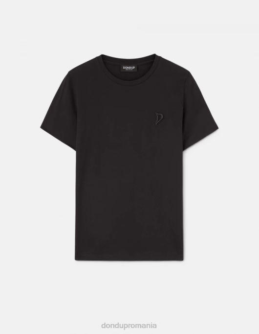femei tricou din tricou cu fiti regulate V84D413 îmbrăcăminte negru DONDUP