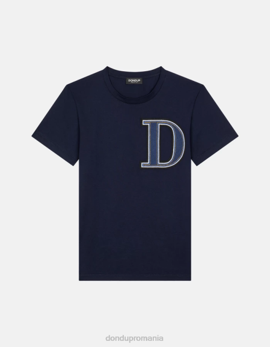 femei tricou din tricou cu fiti regulate V84D416 îmbrăcăminte albastru marin DONDUP
