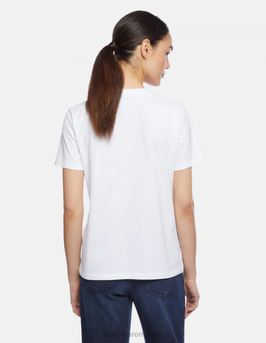 femei tricou din tricou cu fiti regulate V84D417 îmbrăcăminte alb DONDUP