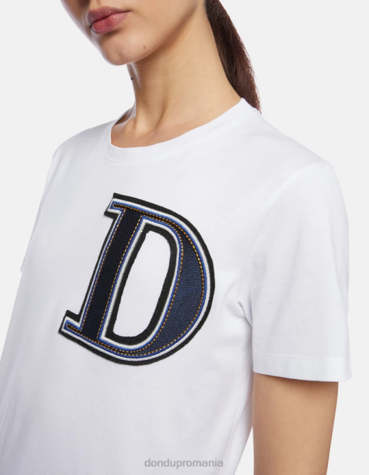 femei tricou din tricou cu fiti regulate V84D417 îmbrăcăminte alb DONDUP