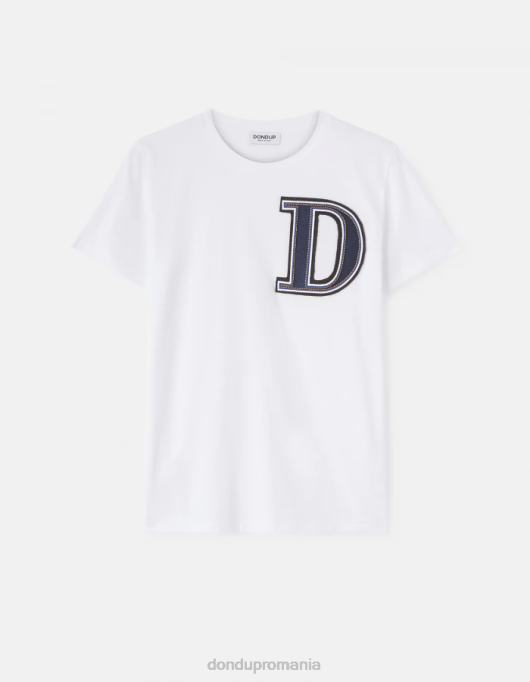 femei tricou din tricou cu fiti regulate V84D417 îmbrăcăminte alb DONDUP