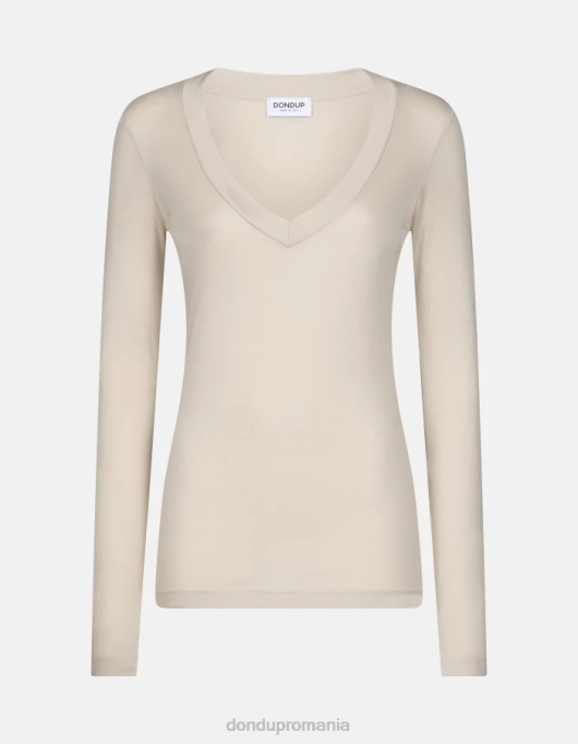 femei tricou interlock slim-fit V84D414 îmbrăcăminte lievito DONDUP