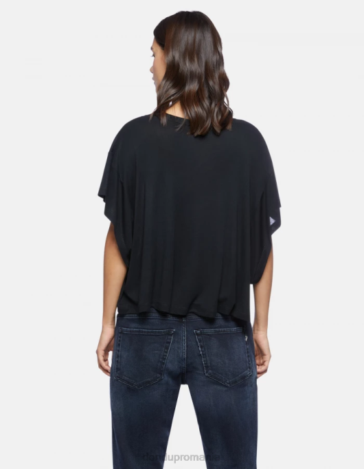 femei tricou interlock supradimensionat V84D449 îmbrăcăminte negru DONDUP