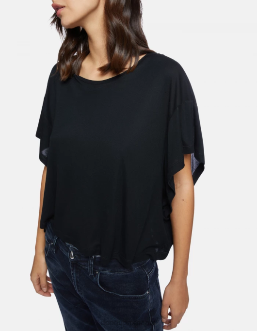 femei tricou interlock supradimensionat V84D449 îmbrăcăminte negru DONDUP