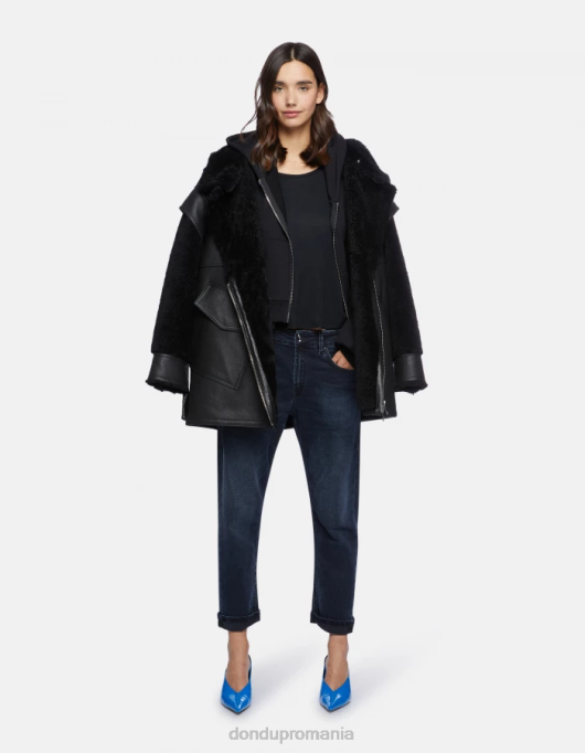 femei tricou interlock supradimensionat V84D449 îmbrăcăminte negru DONDUP