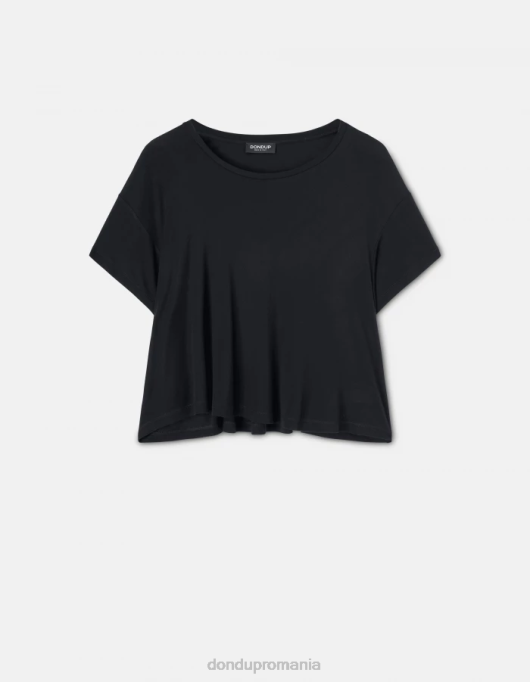 femei tricou interlock supradimensionat V84D449 îmbrăcăminte negru DONDUP