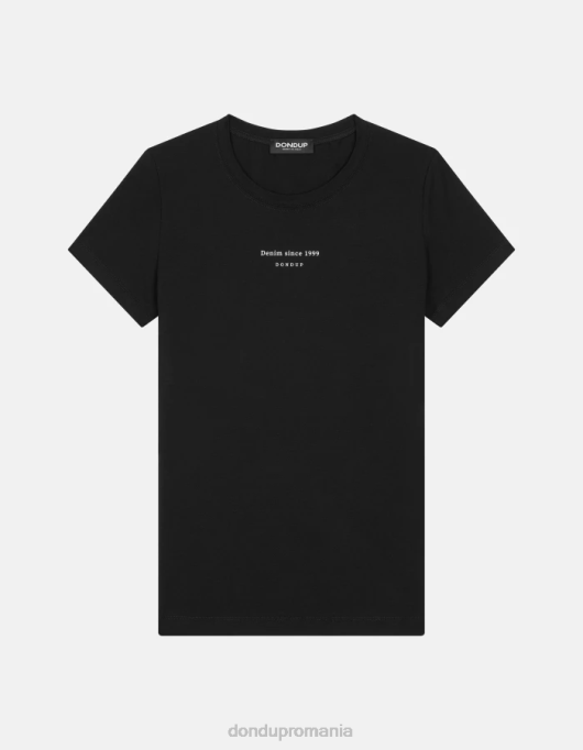femei tricou slim-fit din jerseu V84D418 îmbrăcăminte negru DONDUP