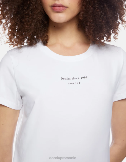 femei tricou slim-fit din jerseu V84D419 îmbrăcăminte alb DONDUP