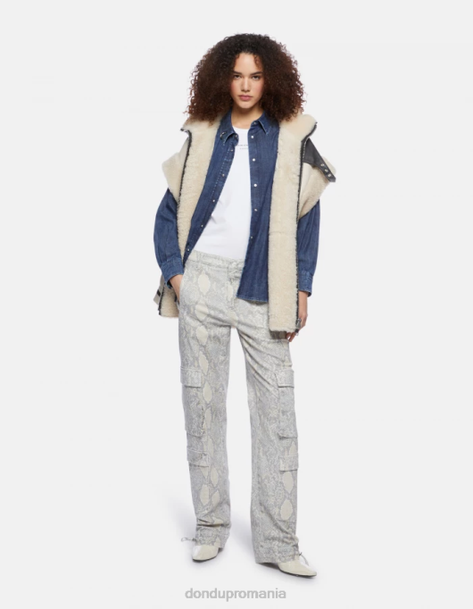 femei tricou slim-fit din jerseu V84D419 îmbrăcăminte alb DONDUP