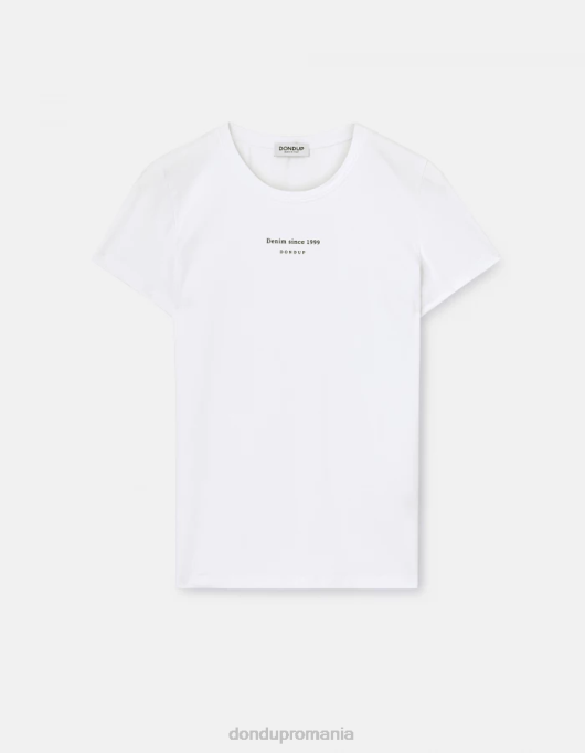 femei tricou slim-fit din jerseu V84D419 îmbrăcăminte alb DONDUP
